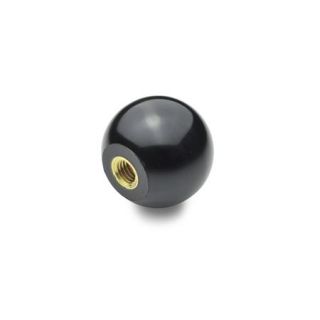 DIN-319-Ball-knobs-Plastic-with-brass-insert-KU-Plastic-E-With-threaded-bushing-MS-Brass