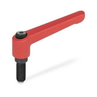 GN-306-Adjustable-hand-levers-with-special-tipped-threaded-studs-RS-Red-RAL-3000-textured-finish-Plastic-tip