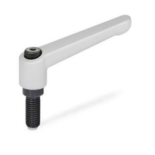 GN-306-Adjustable-hand-levers-with-special-tipped-threaded-studs-Plastic-tip-SR-Silver-RAL-9006-textured-finish