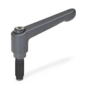 GN-306-Adjustable-hand-levers-with-special-tipped-threaded-studs-SW-Black-RAL-9005-textured-finish-Hardened-oval-tip