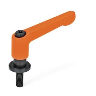 GN-307-Adjustable-hand-levers-Zinc-die-casting-with-threaded-stud-and-washer-OS-Orange-RAL-2004-textured-finish