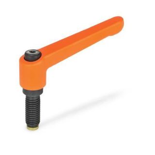 GN-306-Adjustable-hand-levers-with-special-tipped-threaded-studs-Brass-tip-OS-Orange-RAL-2004-textured-finish