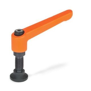 GN-306-Adjustable-hand-levers-with-special-tipped-threaded-studs-OS-Orange-RAL-2004-textured-finish-Spherical-end-with-thrust-pad