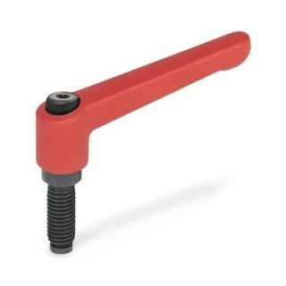 GN-306-Adjustable-hand-levers-with-special-tipped-threaded-studs-Hardened-oval-tip-RS-Red-RAL-3000-textured-finish