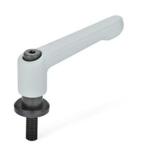 GN-307-Adjustable-hand-levers-Zinc-die-casting-with-threaded-stud-and-washer-SR-Silver-RAL-9006-textured-finish