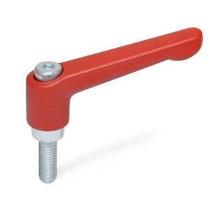 GN-300.2-Adjustable-hand-levers-Zinc-die-casting-with-threaded-stud-steel-zinc-plated-RS-Red-RAL-3000-textured-finish