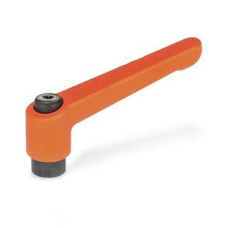 GN-300-Adjustable-hand-levers-Zinc-die-casting-bushing-steel-blackened-OS-Orange-RAL-2004-textured-finish