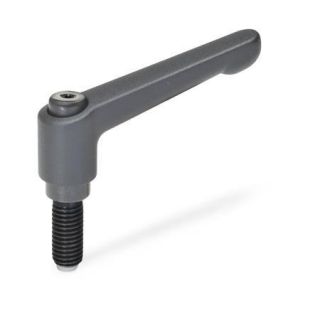 GN-306-Adjustable-hand-levers-with-special-tipped-threaded-studs-SW-Black-RAL-9005-textured-finish-Plastic-tip