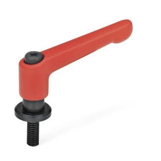 GN-307-Adjustable-hand-levers-Zinc-die-casting-with-threaded-stud-and-washer-RS-Red-RAL-3000-textured-finish