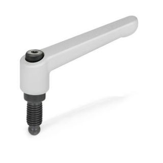 GN-306-Adjustable-hand-levers-with-special-tipped-threaded-studs-SR-Silver-RAL-9006-textured-finish-Spherical-end