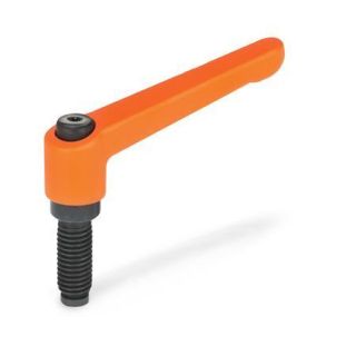 GN-306-Adjustable-hand-levers-with-special-tipped-threaded-studs-Hardened-oval-tip-OS-Orange-RAL-2004-textured-finish