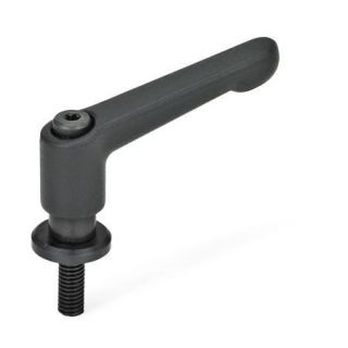 GN-307-Adjustable-hand-levers-Zinc-die-casting-with-threaded-stud-and-washer-SW-Black-RAL-9005-textured-finish