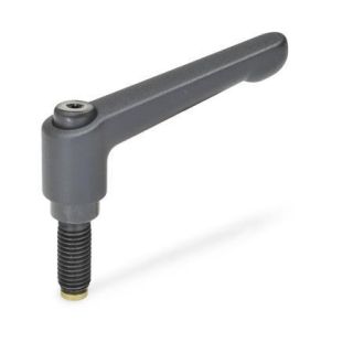 GN-306-Adjustable-hand-levers-with-special-tipped-threaded-studs-SW-Black-RAL-9005-textured-finish-Brass-tip