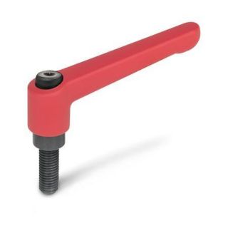 GN-300-Adjustable-hand-levers-Zinc-die-casting-with-threaded-stud-steel-blackened-RS-Red-RAL-3000-textured-finish