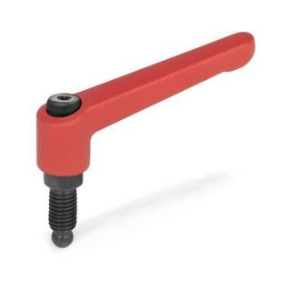 GN-306-Adjustable-hand-levers-with-special-tipped-threaded-studs-RS-Red-RAL-3000-textured-finish-Spherical-end