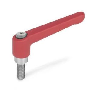 GN-300.1-Adjustable-hand-levers-threaded-stud-Stainless-Steel-RS-Red-RAL-3000-textured-finish