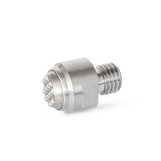 GN-709.15-Stainless-Steel-Clamping-pads-with-threaded-stud-RH-Serrated-contact-face-with-hard-metal-ball