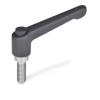 GN-303.1-Adjustable-hand-levers-with-releasing-button-zinc-die-casting-threaded-stud-Stainless-Steel-S-Black-RAL-9005