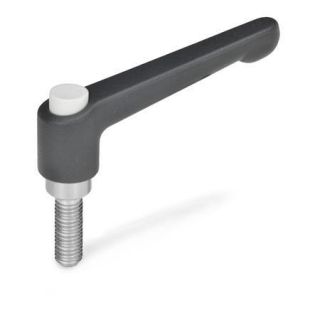 GN-303.1-Adjustable-hand-levers-with-releasing-button-zinc-die-casting-threaded-stud-Stainless-Steel-G-Gray-RAL-7035