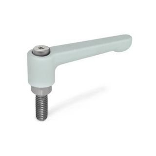 GN-302.1-Flat-adjustable-hand-levers-Zinc-die-casting-threaded-stud-Stainless-Steel-SR-Silver-RAL-9006-textured-finish