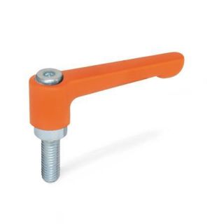 GN-302.2-Flat-Adjustable-Hand-Levers-Zinc-Die-Casting-Threaded-Stud-Steel-Zinc-Plated-OS-Orange-RAL-2004-textured-finish