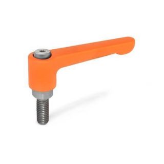 GN-302.1-Flat-adjustable-hand-levers-Zinc-die-casting-threaded-stud-Stainless-Steel-OS-Orange-RAL-2004-textured-finish