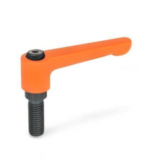 GN-302-Flat-adjustable-hand-levers-zinc-die-casting-threaded-stud-steel-OS-Orange-RAL-2004-textured-finish