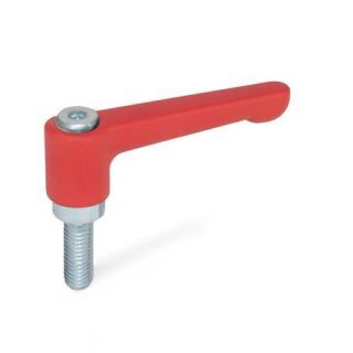 GN-302.2-Flat-Adjustable-Hand-Levers-Zinc-Die-Casting-Threaded-Stud-Steel-Zinc-Plated-RS-Red-RAL-3000-textured-finish