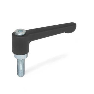 GN-302.2-Flat-Adjustable-Hand-Levers-Zinc-Die-Casting-Threaded-Stud-Steel-Zinc-Plated-SW-Black-RAL-9005-textured-finish