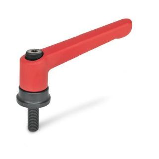 GN-300.4-Adjustable-hand-levers-with-increased-clamping-force-with-threaded-stud-steel-RS-Red-RAL-3000-textured-finish