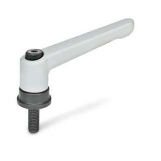 GN-300.4-Adjustable-hand-levers-with-increased-clamping-force-with-threaded-stud-steel-SR-Silver-RAL-9006-textured-finish