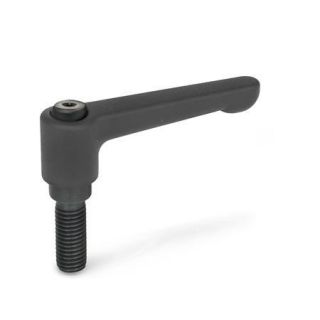 GN-302-Flat-adjustable-hand-levers-zinc-die-casting-threaded-stud-steel-SW-Black-RAL-9005-textured-finish