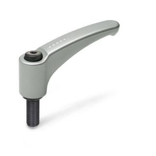 GN-602-Adjustable-hand-levers-Zinc-die-casting-threaded-stud-steel-SR-Silver-RAL-9006-textured-finish