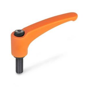 GN-602-Adjustable-hand-levers-Zinc-die-casting-threaded-stud-steel-OS-Orange-RAL-2004-textured-finish