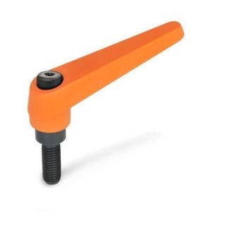 GN-101-Adjustable-hand-levers-Zinc-die-casting-threaded-stud-steel-OS-Orange-RAL-2004-textured-finish