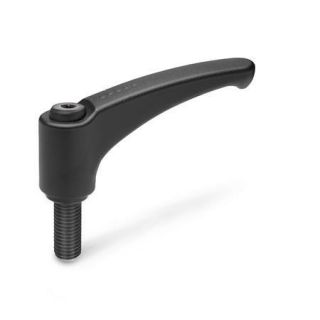 GN-602-Adjustable-hand-levers-Zinc-die-casting-threaded-stud-steel-SW-Black-RAL-9005-textured-finish