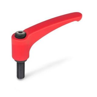 GN-602-Adjustable-hand-levers-Zinc-die-casting-threaded-stud-steel-RS-Red-RAL-3000-textured-finish