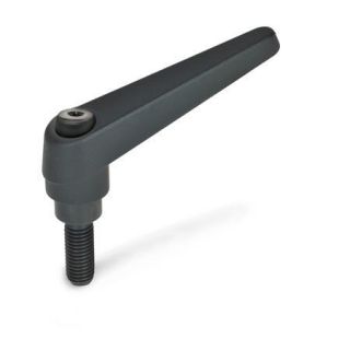 GN-101-Adjustable-hand-levers-Zinc-die-casting-threaded-stud-steel-SW-Black-RAL-9005-textured-finish