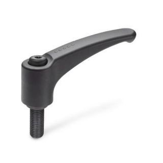 GN-604-Adjustable-hand-levers-Plastic-threaded-stud-steel-SG-Black-gray-RAL-7021-matte-finish