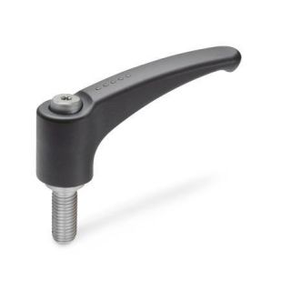 GN-604.1-Adjustable-hand-levers-plastic-threaded-stud-Stainless-Steel-SG-Black-gray-RAL-7021-matte-finish