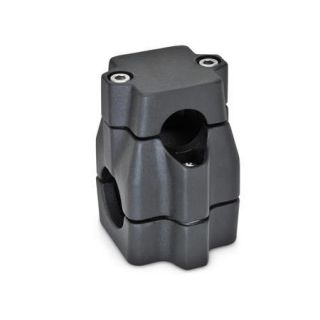 GN-135-Two-way-connector-clamps-multi-part-assembly-unequal-bore-dimensions-SW-Black-RAL-9005-textured-finish