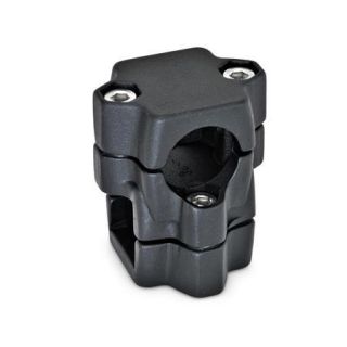 GN-134-Two-way-connector-clamps-multi-part-assembly-Bore-Square-SW-Black-RAL-9005-textured-finish