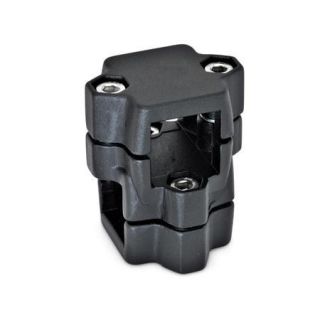 GN-134-Two-way-connector-clamps-multi-part-assembly-SW-Black-RAL-9005-textured-finish-Square-Square