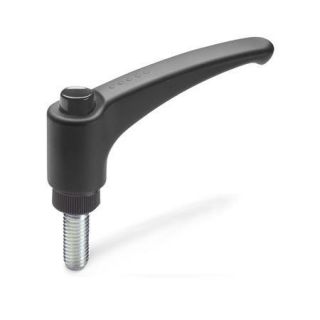 GN-603-Adjustable-hand-levers-plastic-threaded-stud-steel-DSG-Black-gray-RAL-7021-shiny-finish