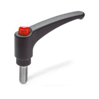 GN-603.1-Adjustable-hand-levers-with-releasing-button-plastic-threaded-stud-Stainless-Steel-DRT-Red-RAL-3000-shiny-finish