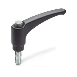 GN-603-Adjustable-hand-levers-plastic-threaded-stud-steel-DGR-Gray-RAL-7035-shiny-finish