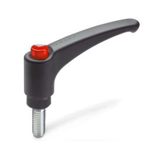 GN-603-Adjustable-hand-levers-plastic-threaded-stud-steel-DRT-Red-RAL-3000-shiny-finish