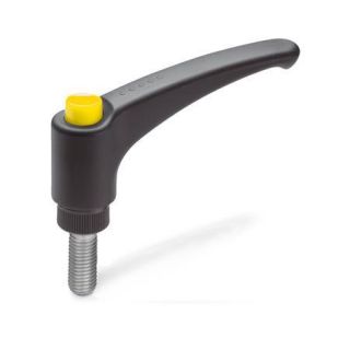 GN-603.1-Adjustable-hand-levers-with-releasing-button-plastic-threaded-stud-Stainless-Steel-DGB-Yellow-RAL-1021-shiny-finish