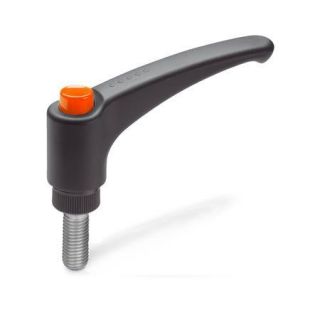 GN-603.1-Adjustable-hand-levers-with-releasing-button-plastic-threaded-stud-Stainless-Steel-DOR-Orange-RAL-2004-shiny-finish