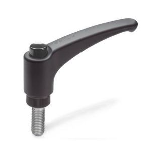 GN-603.1-Adjustable-hand-levers-with-releasing-button-plastic-threaded-stud-Stainless-Steel-DSG-Black-gray-RAL-7021-shiny-finish